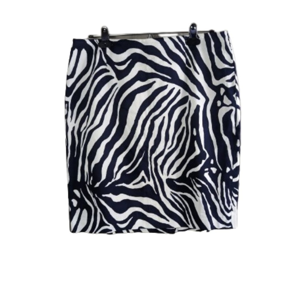 Evan-Picone Womens Petite stretch Zebra Print mini skirt size L